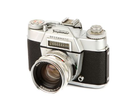 A Voigtlander Bessamatic SLR Camera, 1959-62, chrome, serial no. 55708, with Voigtlander Septon f/2 50mm lens, chrome, serial