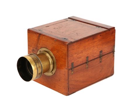 A Bland & Long Collapsible 6x6" Wet Plate Mahoagny Camera, 1852-63, with Horne, Thornwaite & Wood brass lens, serial no. 1329