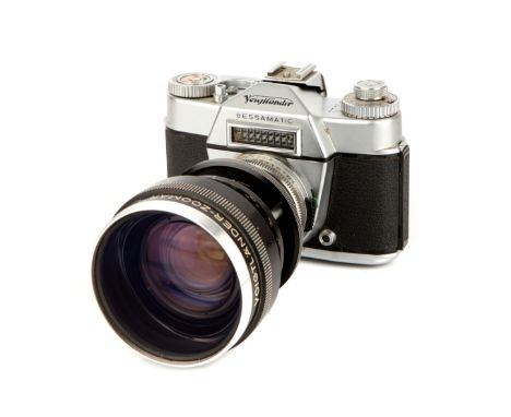 A Voigtlander Bessamatic SLR Camera, 1959-62, chrome, serial no. 58127, with Voigtlander-Zoomar f/2.8 36-82mm lens, black, se