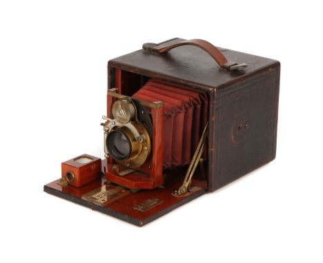 An Unmarked 6x5" Box-Form Plate Camera, black, serial no. 12643, with unmarked brass rotary Waterhouse stop lens, in Busch & 