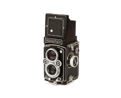 A Rollei Rolleiflex 3.5 TLR Camera, 1954, black, serial no. 1458564, with Schneider Xenar f/3.5 75mm lens, serial no. 3972921