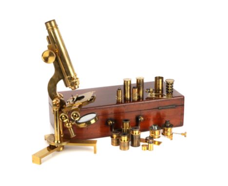 An Unusual Folding Dancer Microscope, c.1860, English, engraved to foot 'J. B. Dancer Optician, 315, Manchester', standing on