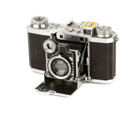 A Zeiss Ikon Super Nettel II (537/24) Rangefinder Camera, 1936-38, chrome, serial no. B22945, with Carl Zeiss Jena Tessar f/2