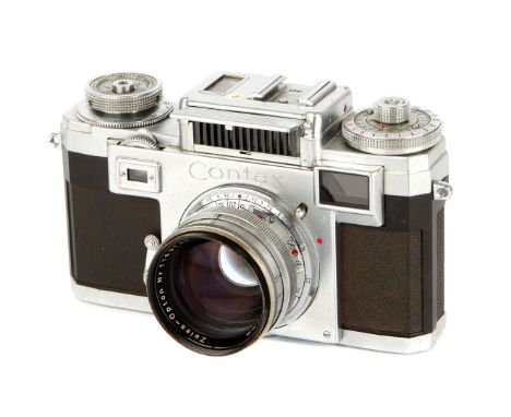 A Zeiss Ikon Contax IIIa Rangefinder Camera, 1955/56, 'colour dial', chrome, serial no. C1923, with Zeiss-Opton f/1.5 50mm le