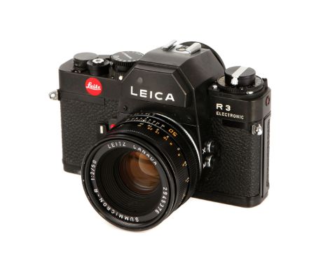 A Leica R3 Electronic SLR Camera, 1977, black, serial no. 1476774, with Leitz Summicron-R f/2 50mm lens, 1978, black, serial 