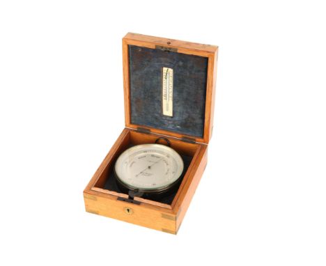 A Fine Compensated Aneroid Barometer by R& J Beck, c.1900, English, ebonised brass body with silvered dial and exceptionally 