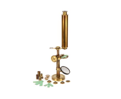 A Compound & Simple Microscope Outfit, c.1840, English, signed to body tube 'Andrew Pritchard, 162 Fleet Street, London', wit