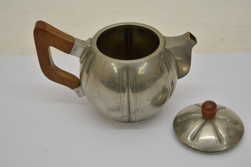 An Art Deco French tea pot maker Etain pur and signed L Rozay