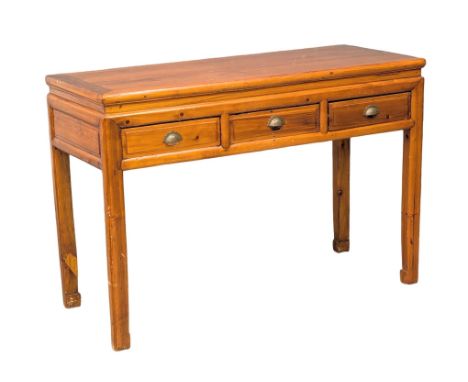 A vintage Chinese three drawer side table / console table. 125x52x85.5cm(2) 