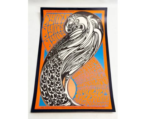 An Original 1967 The Byrds Moby Grape Fillmore Winterland First Printing Concert Poster. 35.5x56cm 