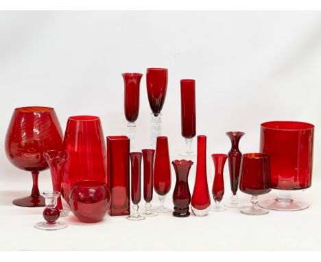 A collection of 20th Century ruby glass. 