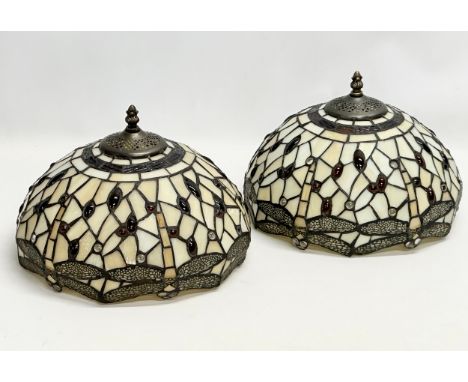 A pair of Tiffany style lamp shades. 32x22cm. 