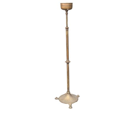 A large Victorian telescopic brass oil lamp stand. 141cm 