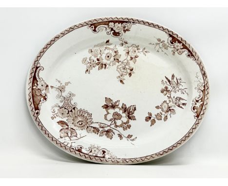 1st Period Belleek. A 19th Century Irish ‘Japanese Blossom’ meat platter by Belleek Pottery. 1st Period (1863-1891) Brown Sta