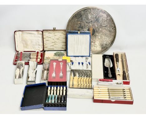 A large quantity of vintage silver plated cutlery etc. 