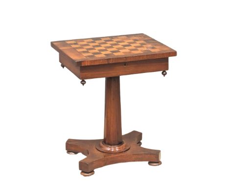 A William IV inlaid rosewood games table / work table/lamp table. Circa 1830s. 44x38x53cm. 9 