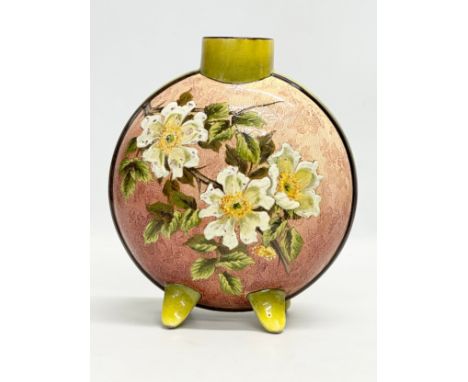 Euphemia Thatcher. A Late 19th Century Doulton Lambeth double sided moon flask vase. 21x11x25cm. 