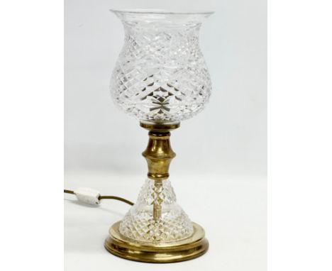 A and crystal and brass table lamp by Prisms. 37cm 