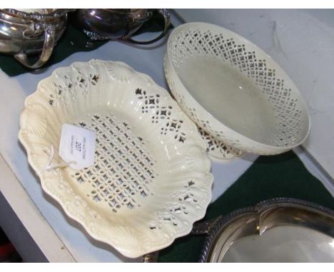 A Leeds ceramic ware tazza with pierced decoration - 18cm diameter, together with one other bowl CONDITION REPORT We have att