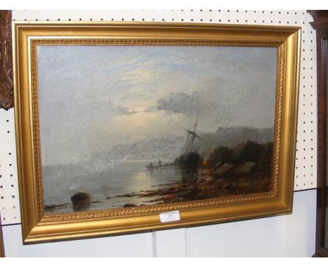 An antique oil on board of seascape - 28cm x 45cm