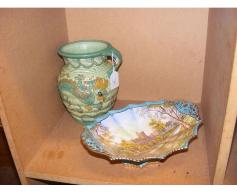 A Crown Ducal Charlotte Rhead jug, together with a Windsor Castle Aynsley comport
