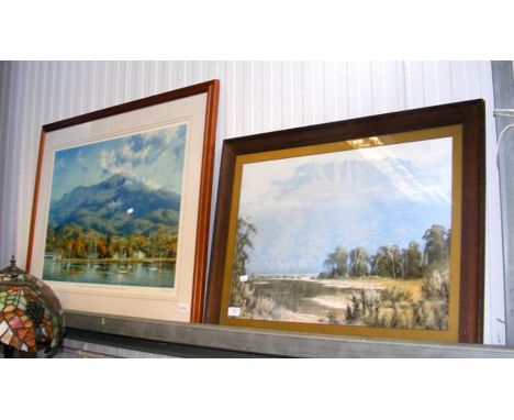 A Limited Edition coloured print of Yacht Club Hobart, together with one other picture