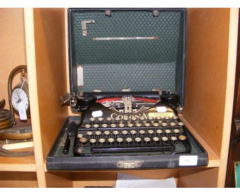 A vintage Corona typewriter in case