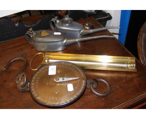 Vintage oil cans - one by Braime, vintage scales, etc. 