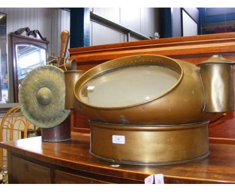 A binnacle compass surround only, together with other collectables  CONDITION REPORT DimensionsWindow, 33 x 23cmBase diameter
