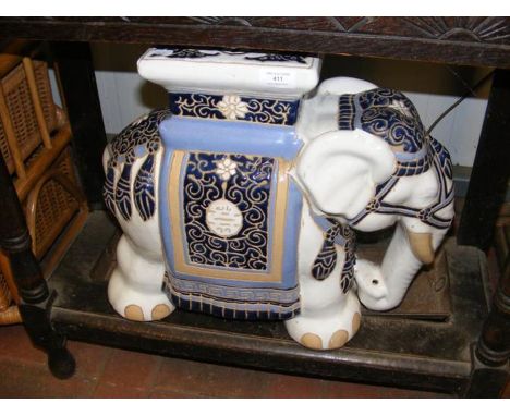 A ceramic elephant garden seat