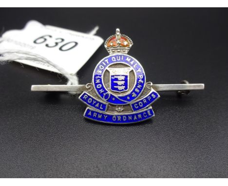 ROYAL CORPS ARMY ORDNANCE SILVER SWEETHEART BROOCH