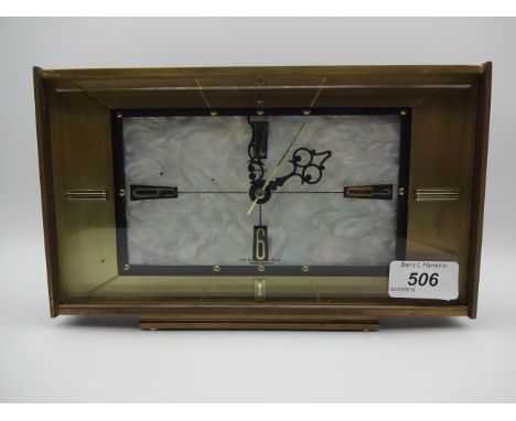 METAMEC ART DECO BATTERY OPERATED MANTLE CLOCK WITH MOTHER OF PEARL FACE 24CM LONG