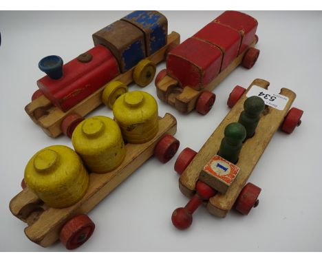 VINTAGE WOODEN TOY TRAIN SET