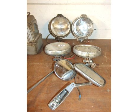 4 VINTAGE CAR LIGHTS &amp; 2 MIRRORS