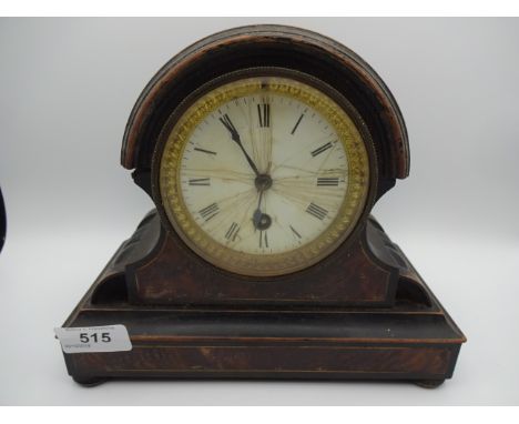 WOODEN MECHANICAL MANTLE CLOCK NO KEY OR PENDULUM A/F 19CM TALL