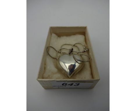 SILVER HEART SHAPED PENDANT AND CHAIN MARKED 925