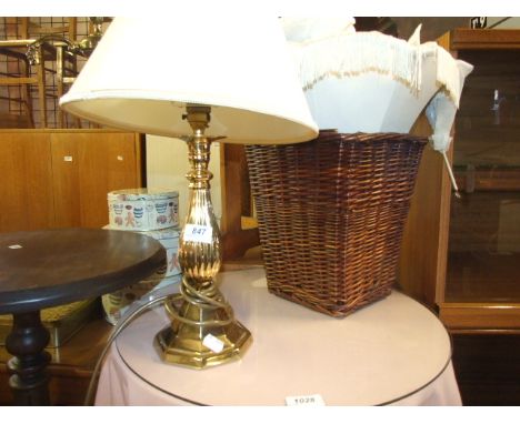 BRASS LAMP , BASKET ETC