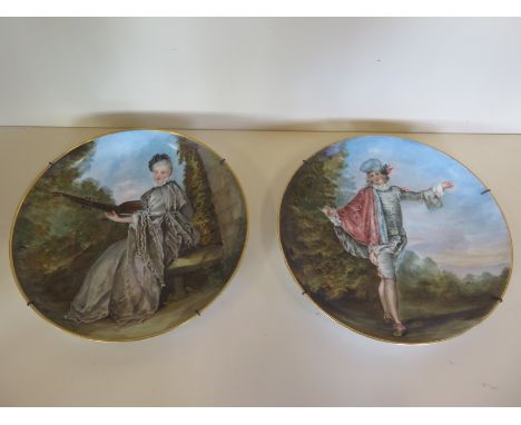 A pair of hand painted, late 19th century plates, both signed with a monogram and with labels verso, Howell and James Paintin