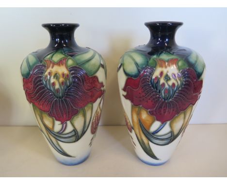 A pair of 1998 Moorcroft Anna Lily pattern vases, each approx 16cm high - some light wear, otherwise in good condition 