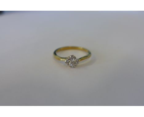 A 10ct ring set with diamond 0.20ct with report, ring size N/O approx 1.9 grams - good condition 