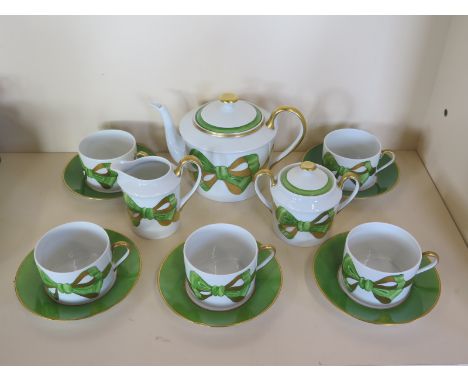 A Limoge Traviata tea service by G Amoruso-Manzari for Thomas Goede, five cups and saucers, teapot, milk jug and sugar bowl a