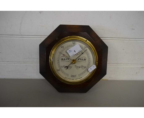 BAROMETER BY SHORT &amp; MASON, LONDON, IN OCTAGONAL OAK MOUNT