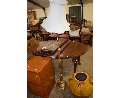 BRASS STANDARD LAMP WITH CREAM SHADE