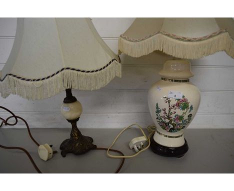 CERAMIC TABLE LAMP TOGETHER WITH A METAL AND ONYX LAMP (2)