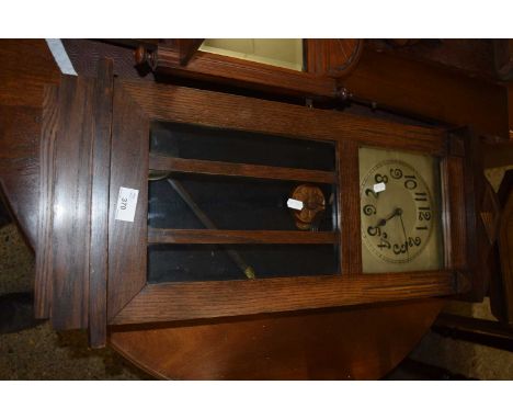 EARLY 20TH CENTURY AMERICAN WALL CLOCK BY GILBERT CLOCK CO, CONNECTICUT, SET IN AN OAK CASED, 80CM HIGH