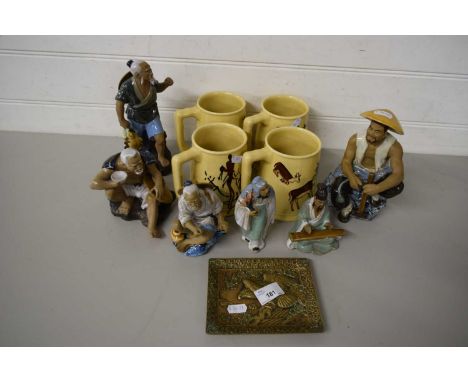 QUANTITY OF CERAMIC MUGS MADE IN SOUTH AFRICA WITH SOME ORIENTAL FIGURES