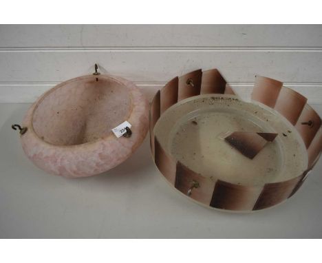 TWO EARLY 20TH CENTURY GLASS LIGHT SHADES (ONE A/F)