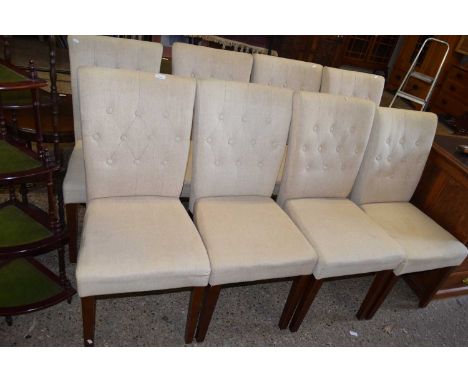 SET OF EIGHT MODERN BUTTON BACK DINING CHAIRS
