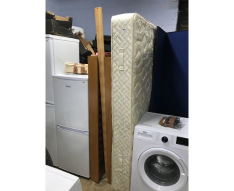 Three quarter light oak bed frame, with mattress
