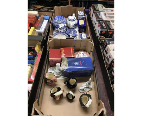 Assorted Ringtons, Royal Doulton and Spode in two trays